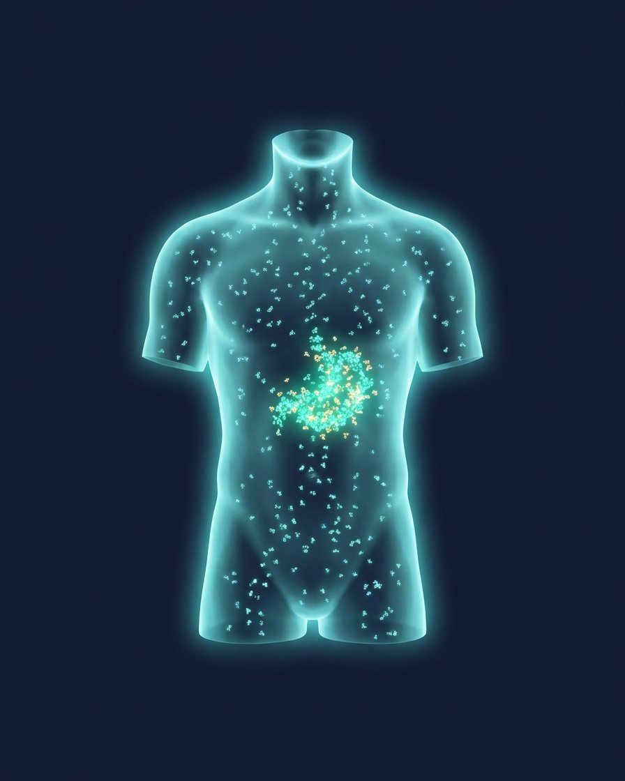 Systemic molecules circulating with one bright local treatment site